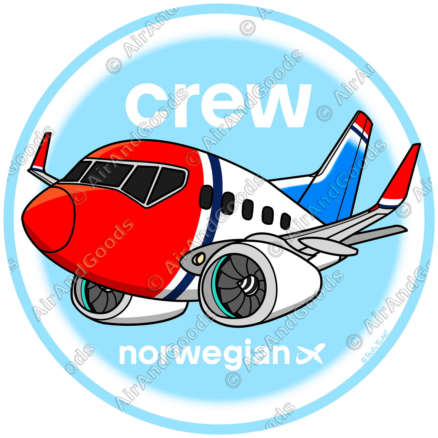 Sticker Rond 75mm - Boeing 737-800 - Norwegian - Spécial Crew