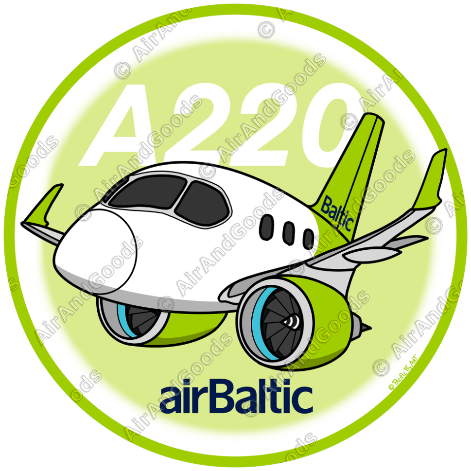 Sticker Rond 75mm - Airbus A220 - Air Baltic