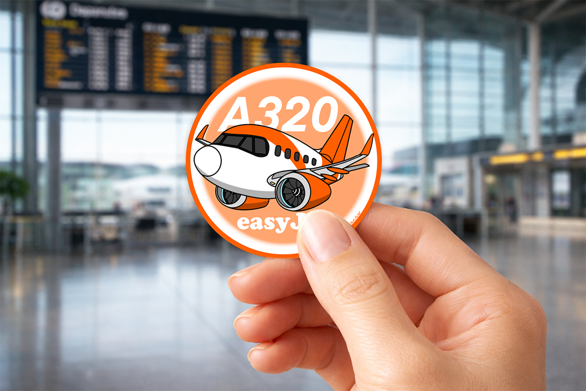 Sticker Rond 75mm - Airbus A320 NEO - EasyJet