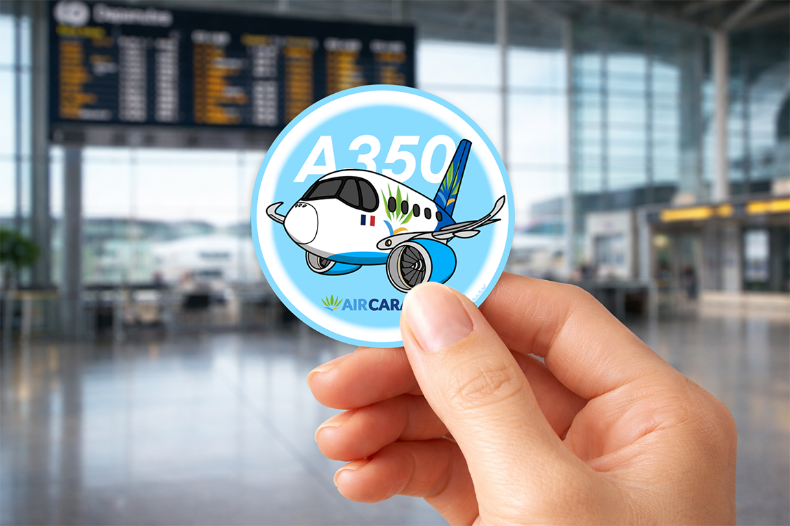 Sticker Rond 75mm - Airbus A350-900/1000 - Air Caraïbes