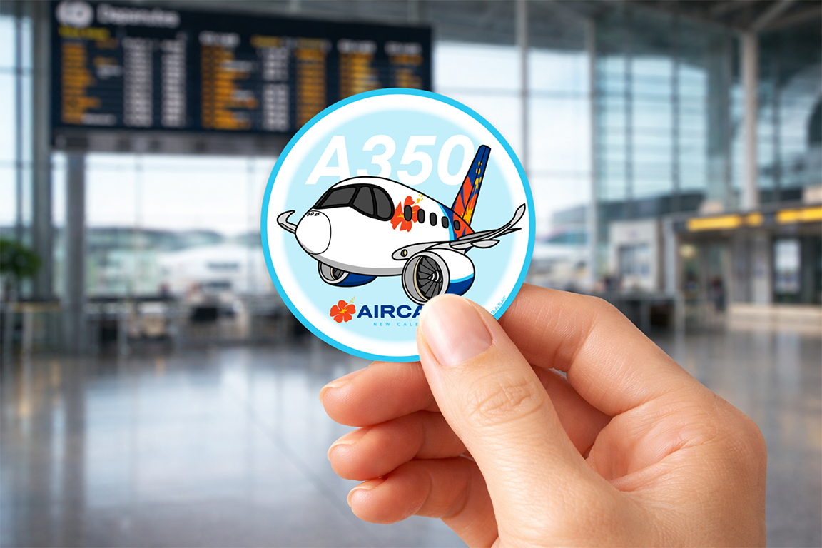 Sticker Rond 75mm - Airbus A350-900 - Air Calin