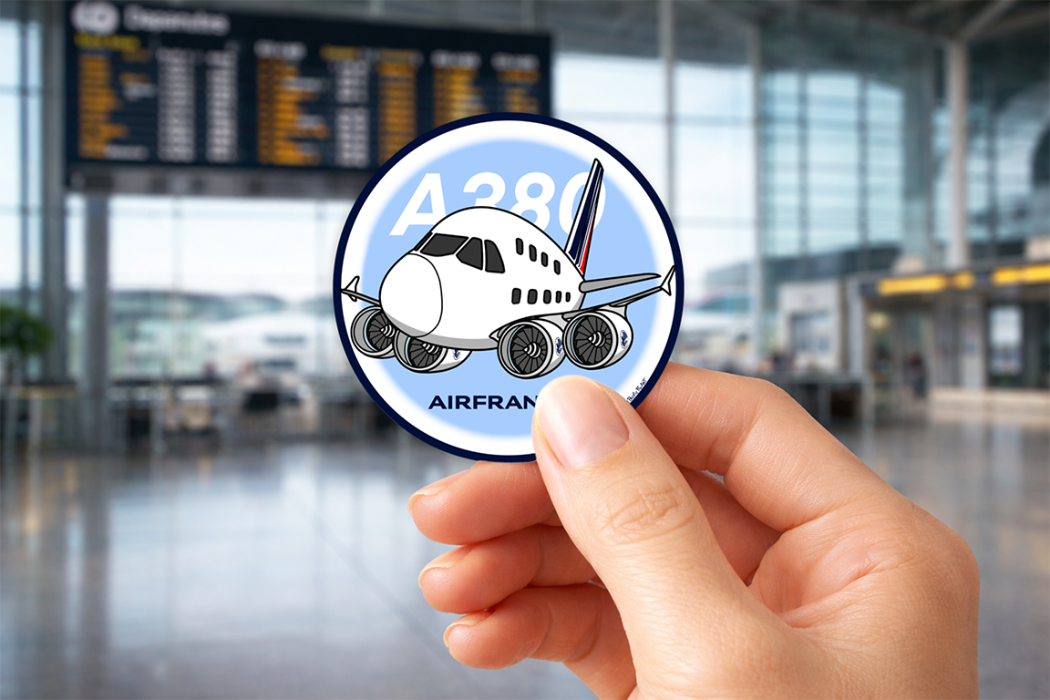 Sticker Rond 75mm - Airbus A380-800 - Air France