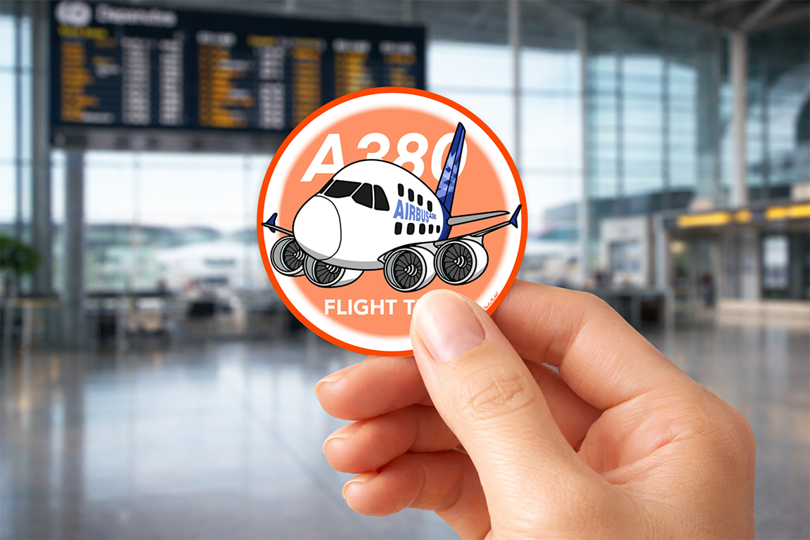 Sticker Rond 75mm - Airbus A380 - Flight Tests