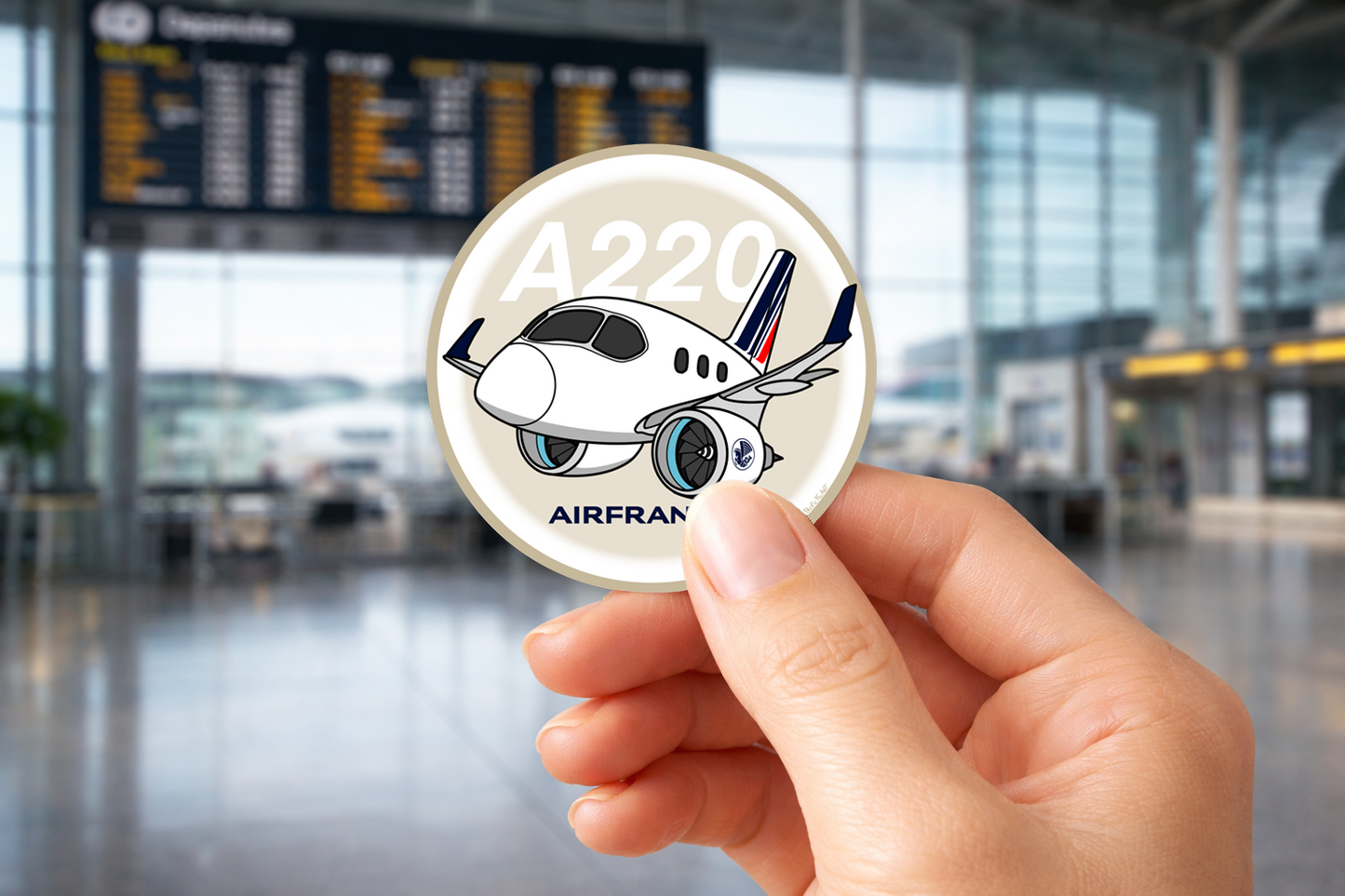 Sticker Rond 75mm - Airbus A220 - Air France