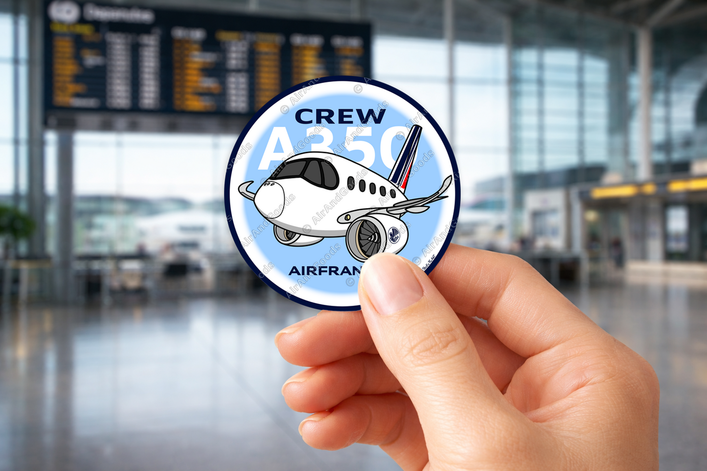 Sticker Rond 75mm - Airbus A350 - Air France - Spécial Crew
