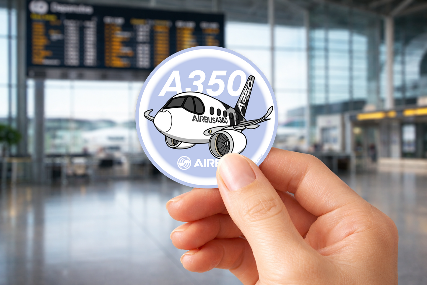 Sticker Rond 75mm - Airbus A350-900 - Livrée Carbone