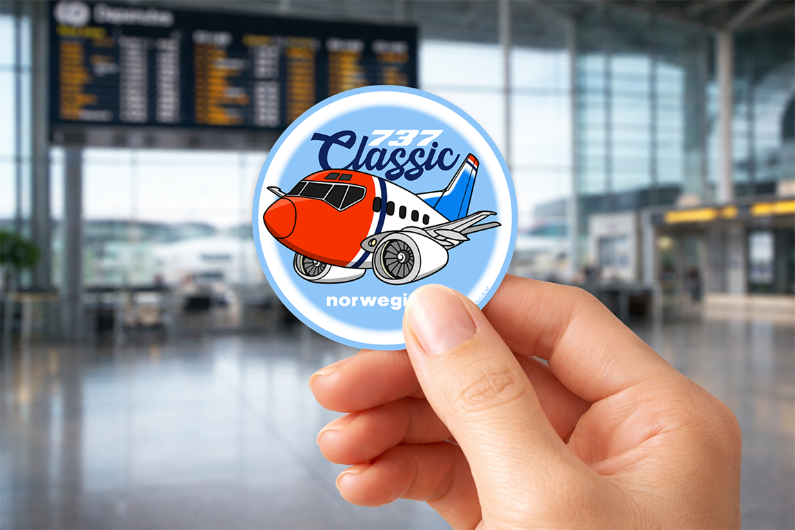 Sticker Rond 75mm - Boeing 737-300 - Norwegian - Classic