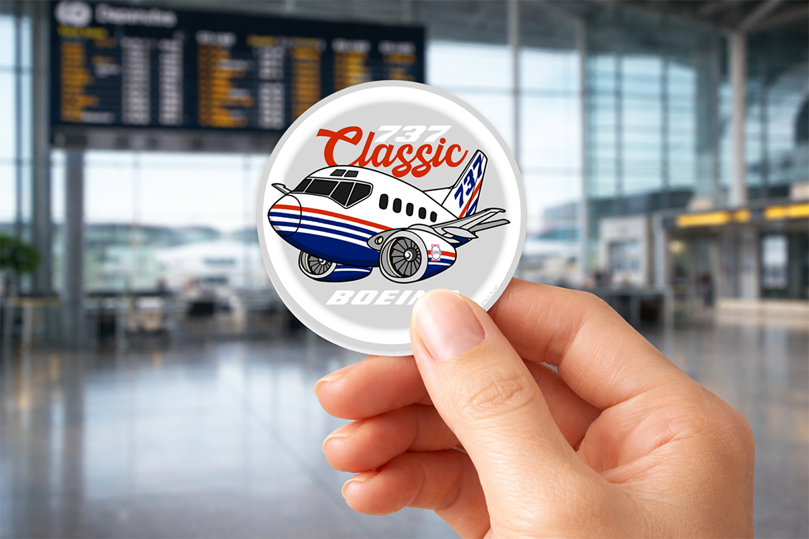 Sticker Rond 75mm - Boeing 737CL - Boeing - Livrée Rétro