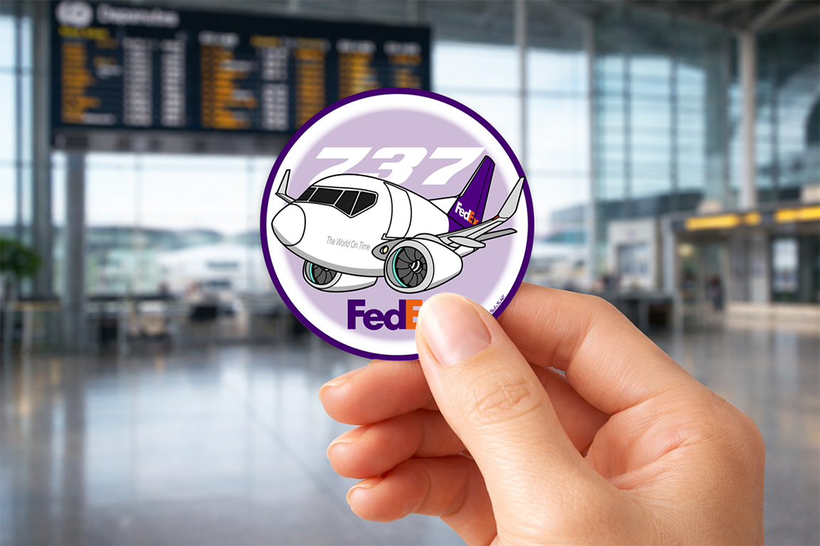 Sticker Rond 75mm - Boeing 737-800F - FedEx