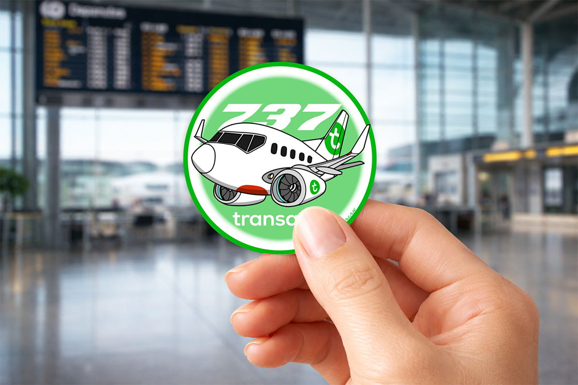 Sticker Rond 75mm - Boeing 737-800 - Transavia