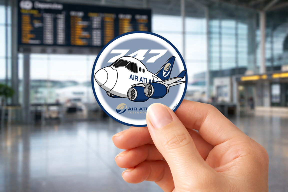 Sticker Rond 75mm - Boeing 747-400F - Air Atlanta