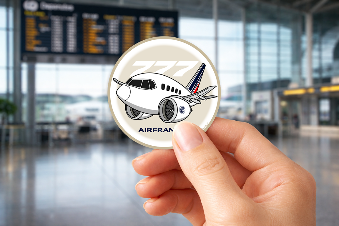 Sticker Rond 75mm - Boeing 777 - Air France
