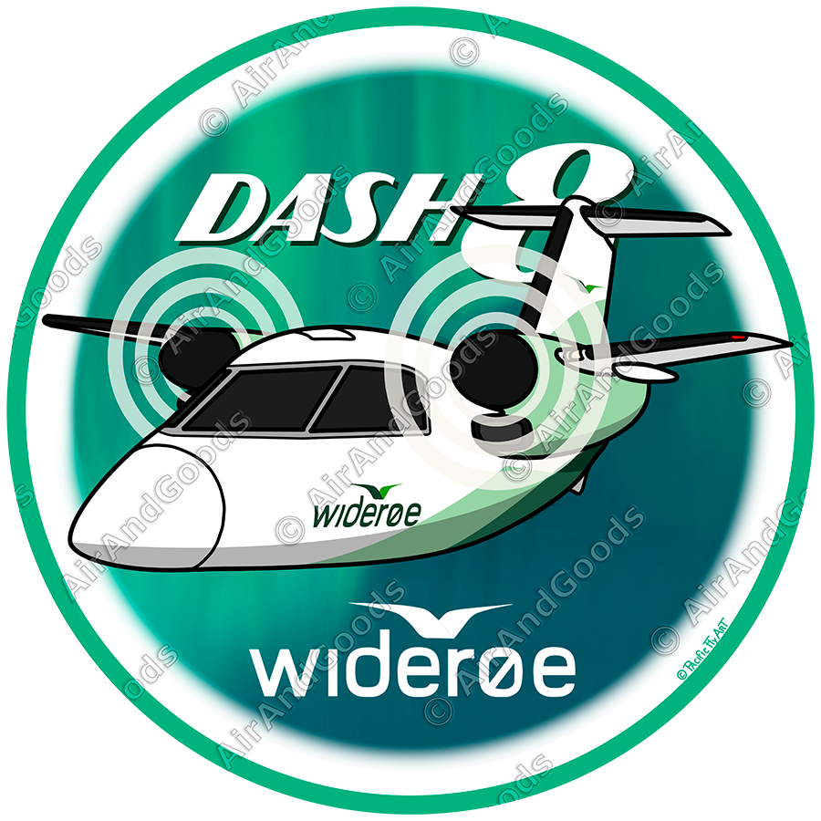 Round Sticker 75mm - Dash 8 - Wideroe - Northern Lights