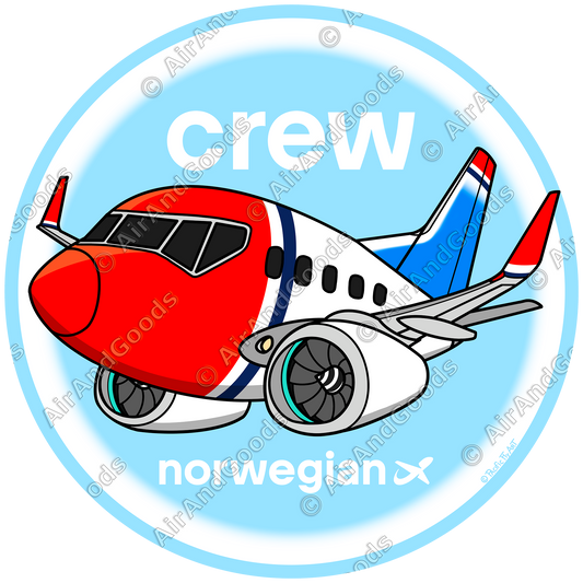 Sticker Rond 75mm - Boeing 737-800 - Norwegian - Spécial Crew