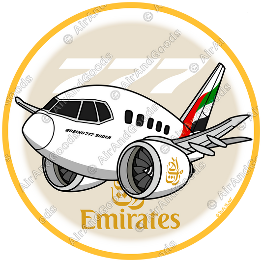 Sticker Rond 75mm - Boeing 777 - Emirates