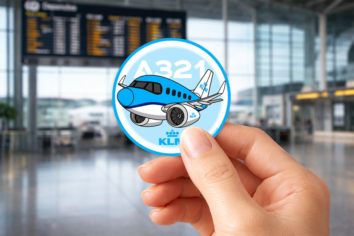 Sticker Rond 75mm - Airbus A321 - KLM