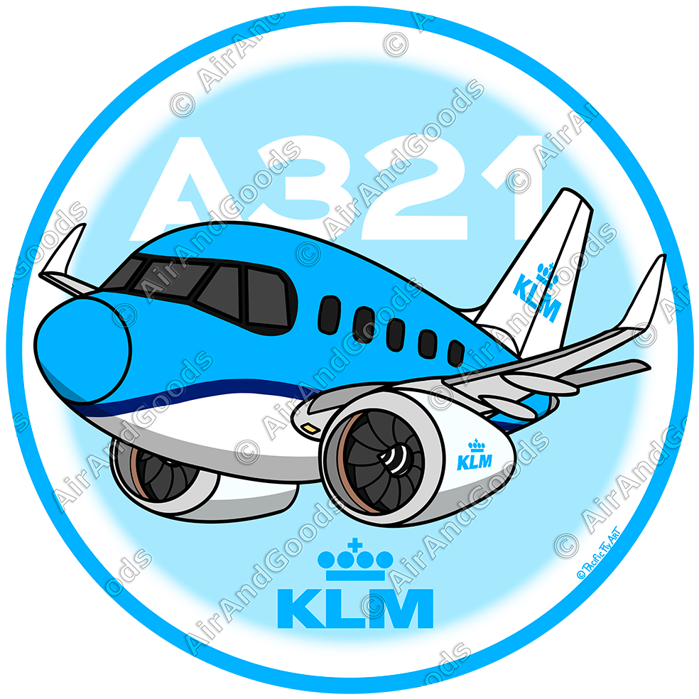 Sticker Rond 75mm - Airbus A321 - KLM