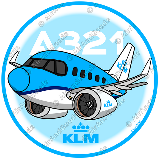 Sticker Rond 75mm - Airbus A321 - KLM