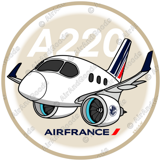 Sticker Rond 75mm - Airbus A220 - Air France