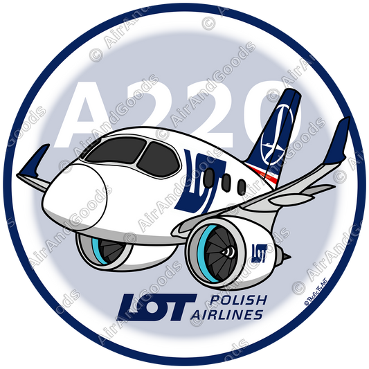 Sticker Rond 75mm - Airbus A220 - Lot Polish