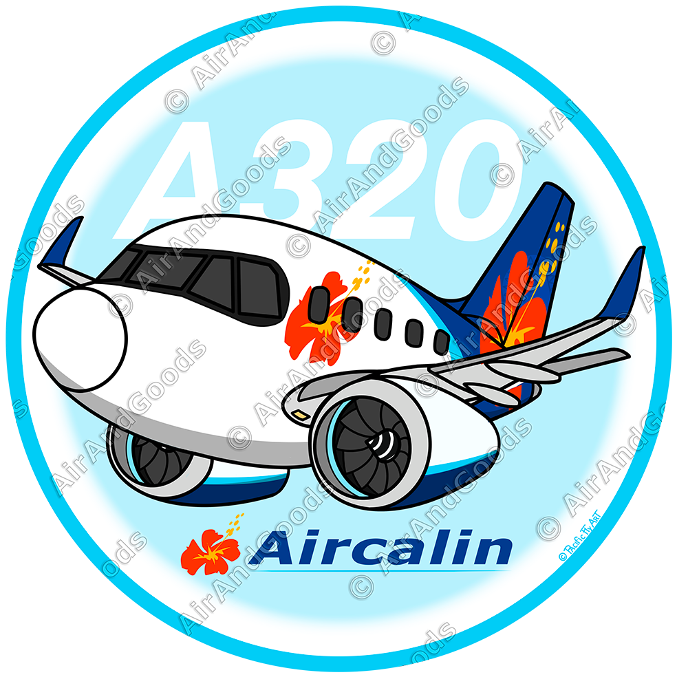 Sticker Rond 75mm - Airbus A320NEO - AirCalin