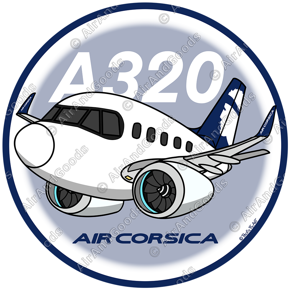 Sticker Rond 75mm - Airbus A320 NEO - Air Corsica
