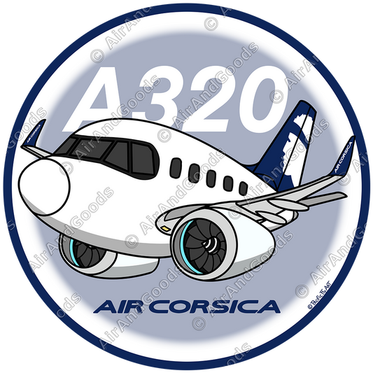 Sticker Rond 75mm - Airbus A320 NEO - Air Corsica