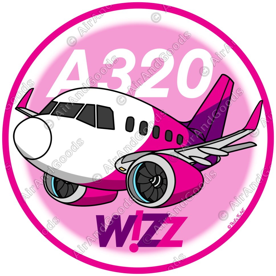 Sticker Rond 75mm - Airbus A320 NEO - WizzAir