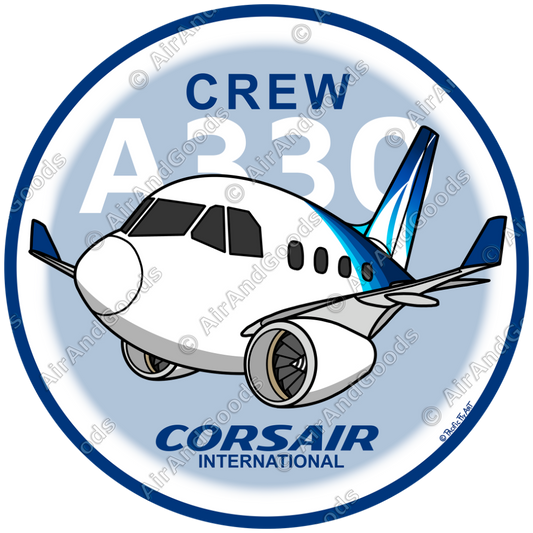 Sticker Rond 75mm - Airbus A330 - Corsair - Spécial Crew