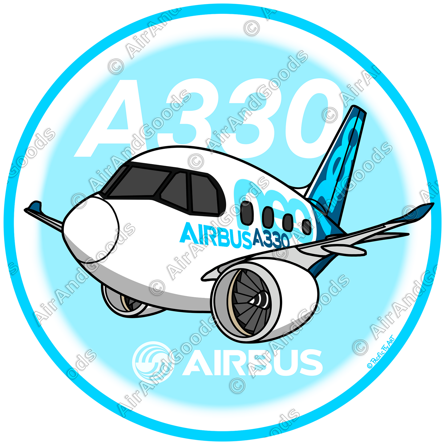 Sticker Rond 75mm - Airbus A330NEO - Airbus Test Flights