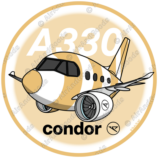 Sticker Rond 75mm - Airbus A330NEO - Condor - Livrée Or
