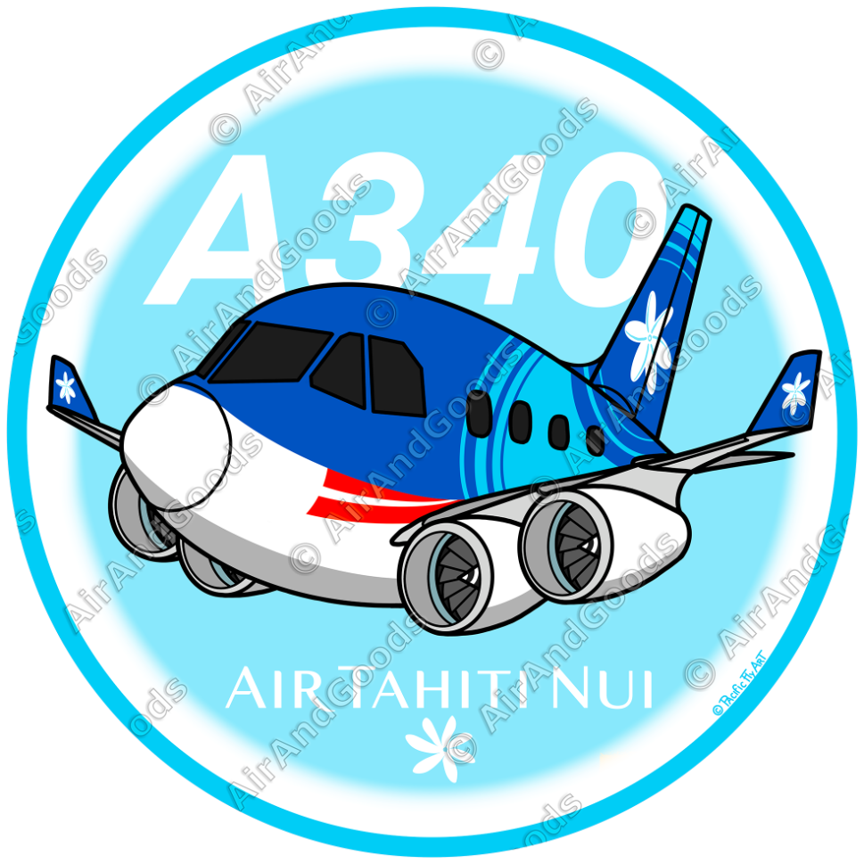 Sticker Rond 75mm - Airbus A340-300 - Air Tahiti Nui