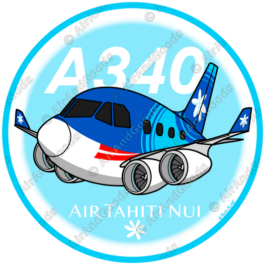 Sticker Rond 75mm - Airbus A340-300 - Air Tahiti Nui