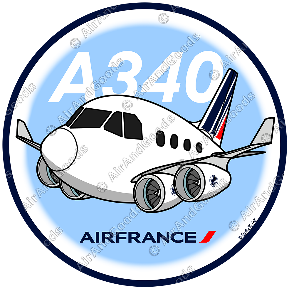 Sticker Rond 75mm - Airbus A340-300 - Air France