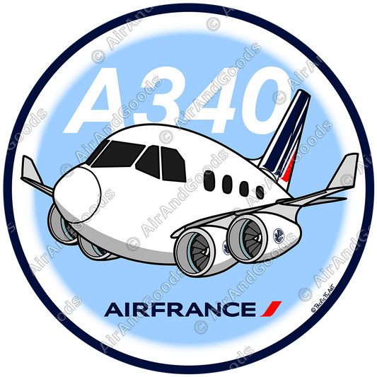 Sticker Rond 75mm - Airbus A340-300 - Air France