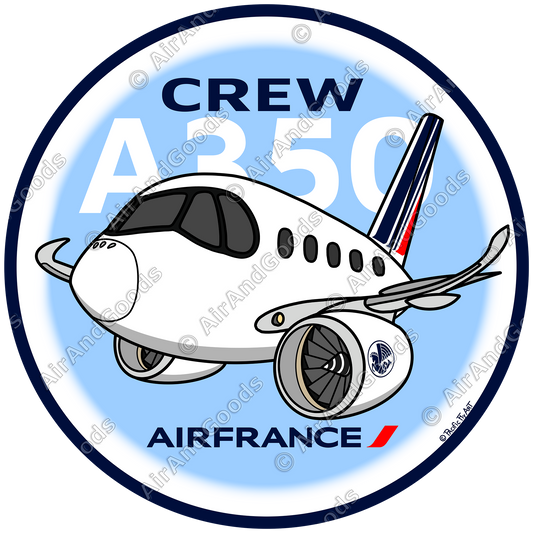 Sticker Rond 75mm - Airbus A350 - Air France - Spécial Crew