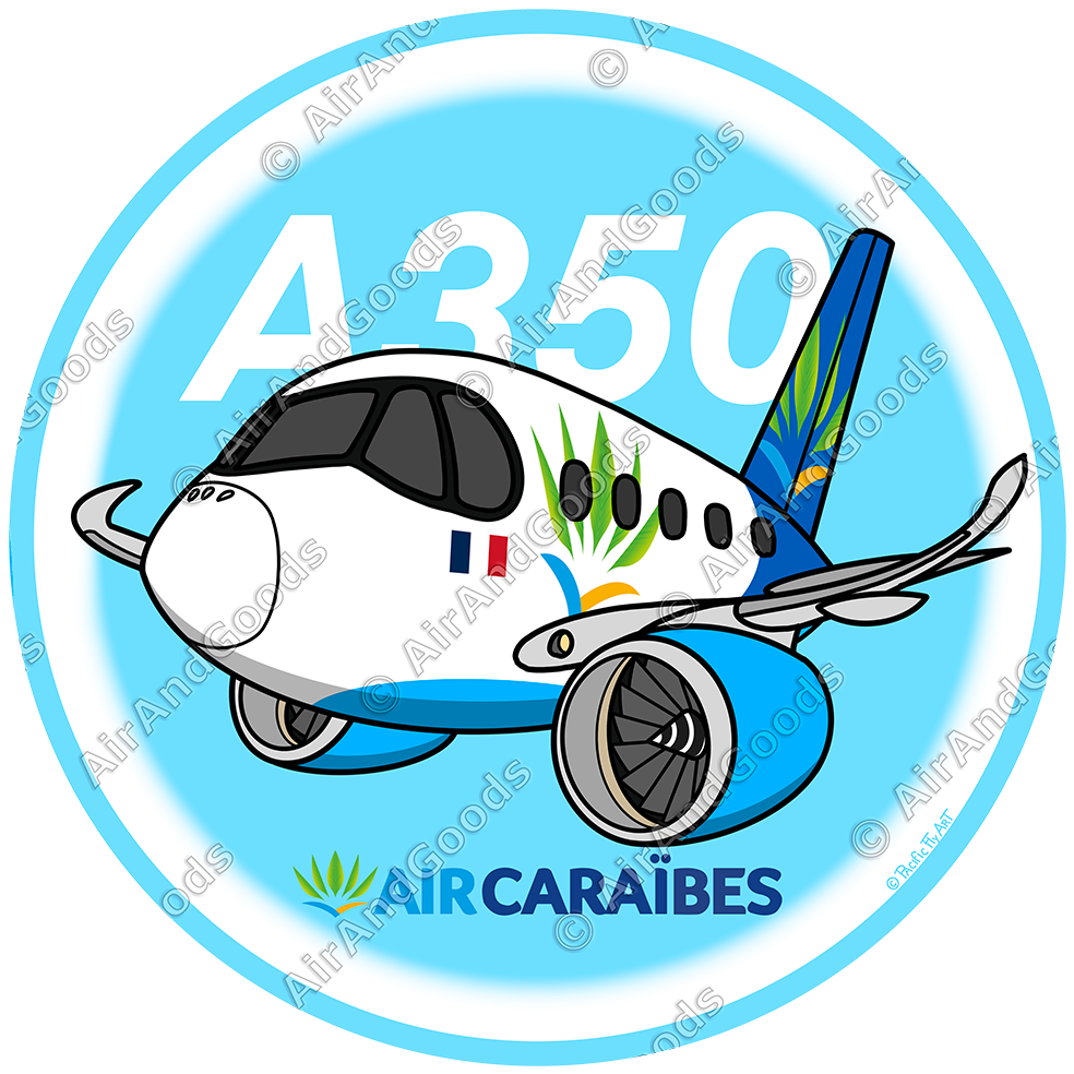Sticker Rond 75mm - Airbus A350-900/1000 - Air Caraïbes