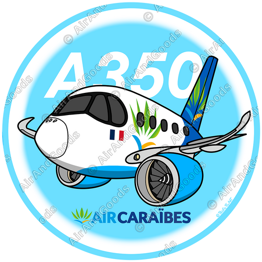 Sticker Rond 75mm - Airbus A350-900/1000 - Air Caraïbes