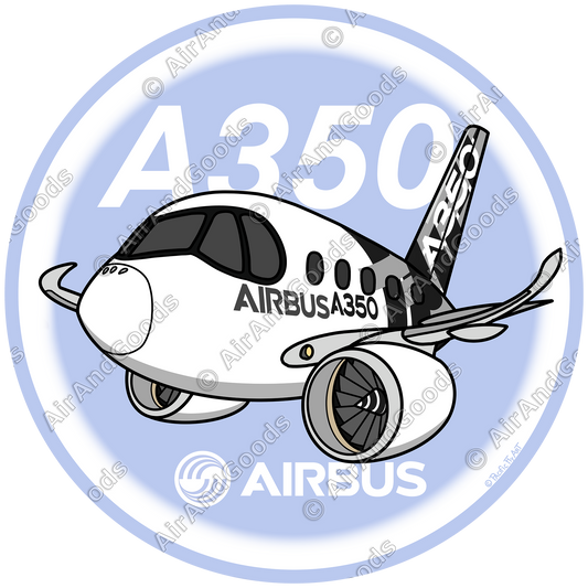 Sticker Rond 75mm - Airbus A350-900 - Livrée Carbone