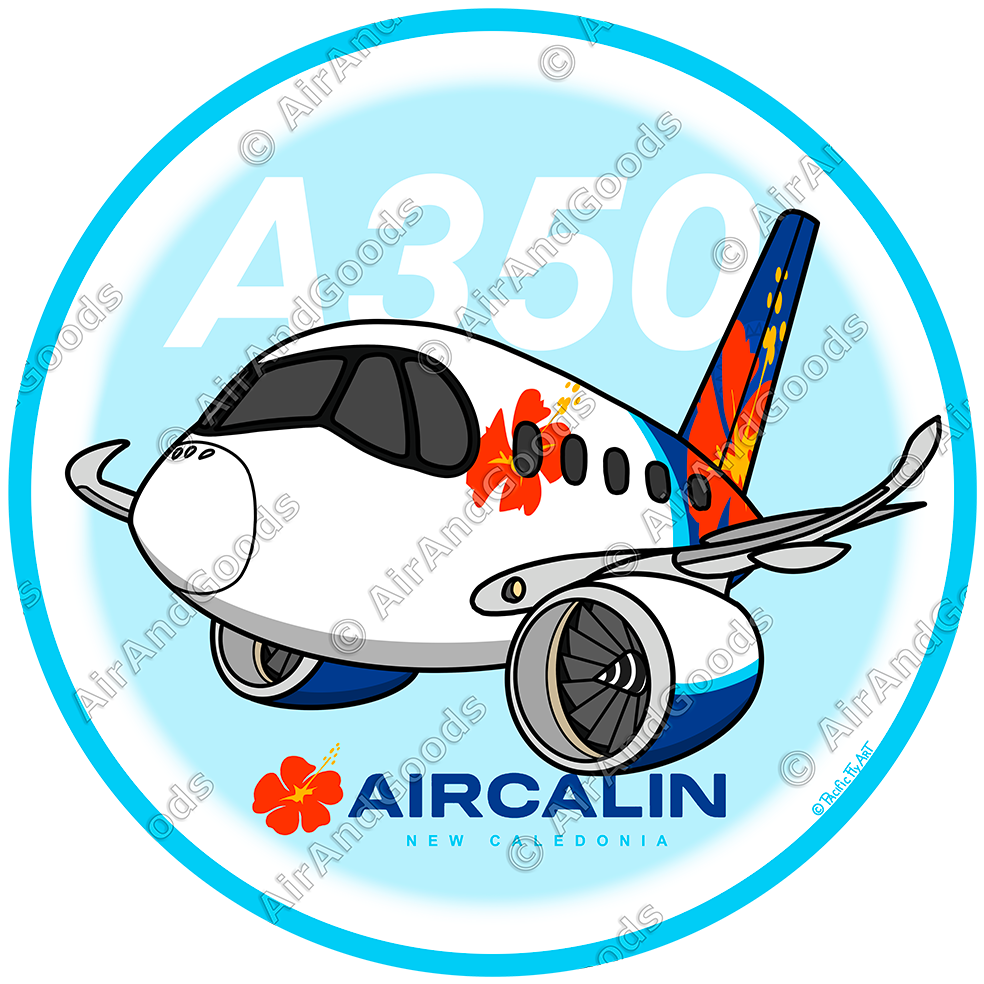 Sticker Rond 75mm - Airbus A350-900 - Air Calin