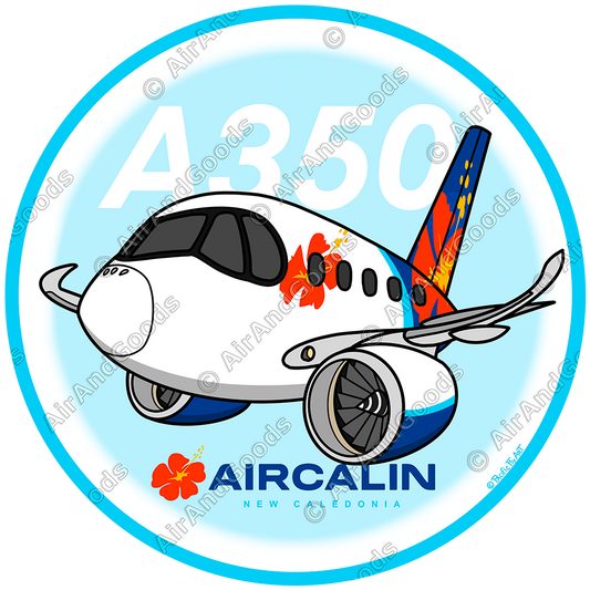 Sticker Rond 75mm - Airbus A350-900 - Air Calin