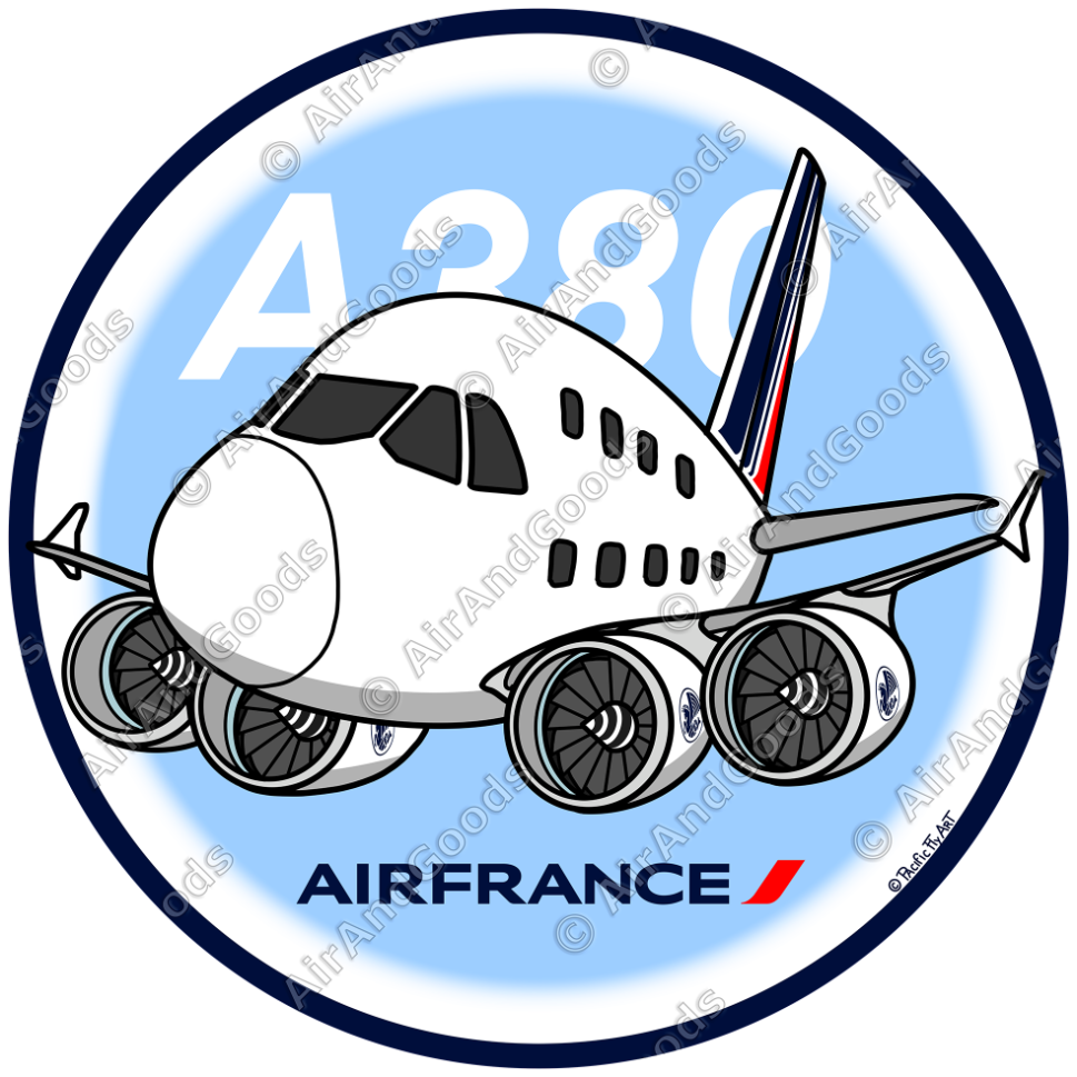 Sticker Rond 75mm - Airbus A380-800 - Air France