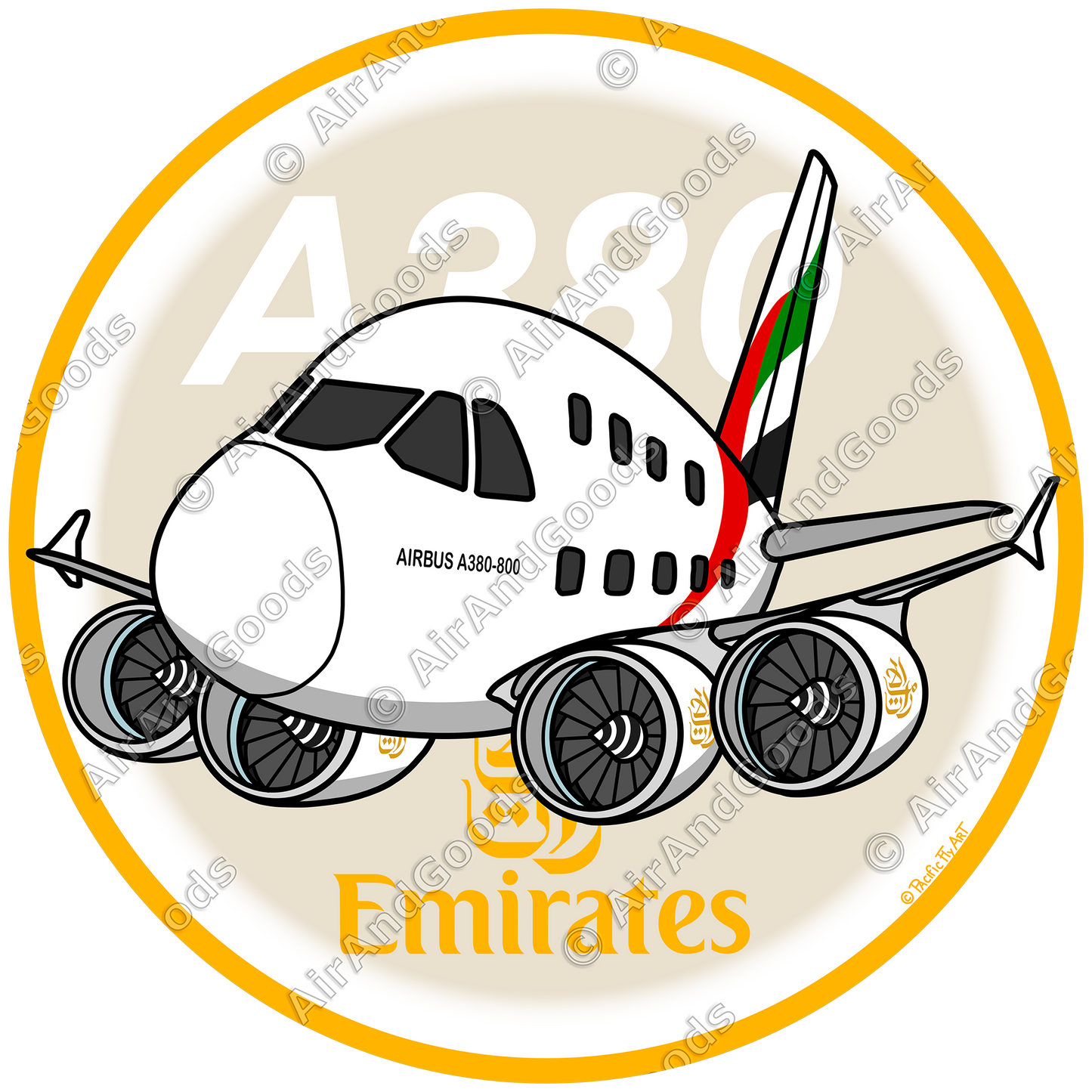 Sticker Rond 75mm - Airbus A380-800 - Emirates