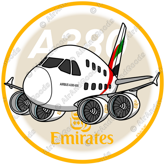 Sticker Rond 75mm - Airbus A380-800 - Emirates
