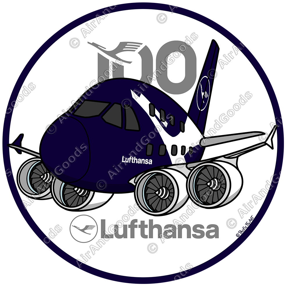 Sticker Rond 75mm - Airbus A380 - Lufthansa 100 ans