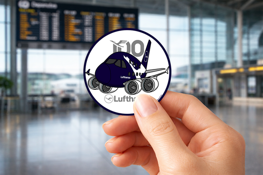 Sticker Rond 75mm - Airbus A380 - Lufthansa 100 ans