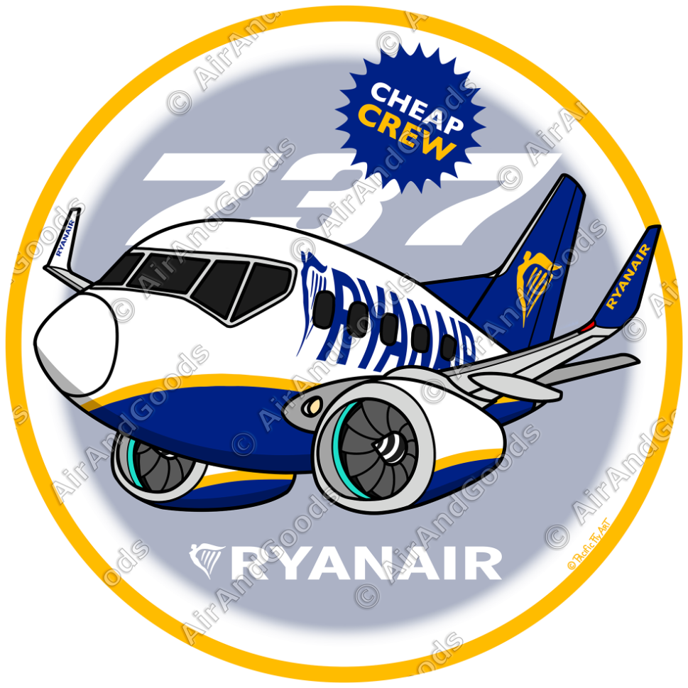 Sticker Rond 75mm - Boeing 737-800 - Ryanair