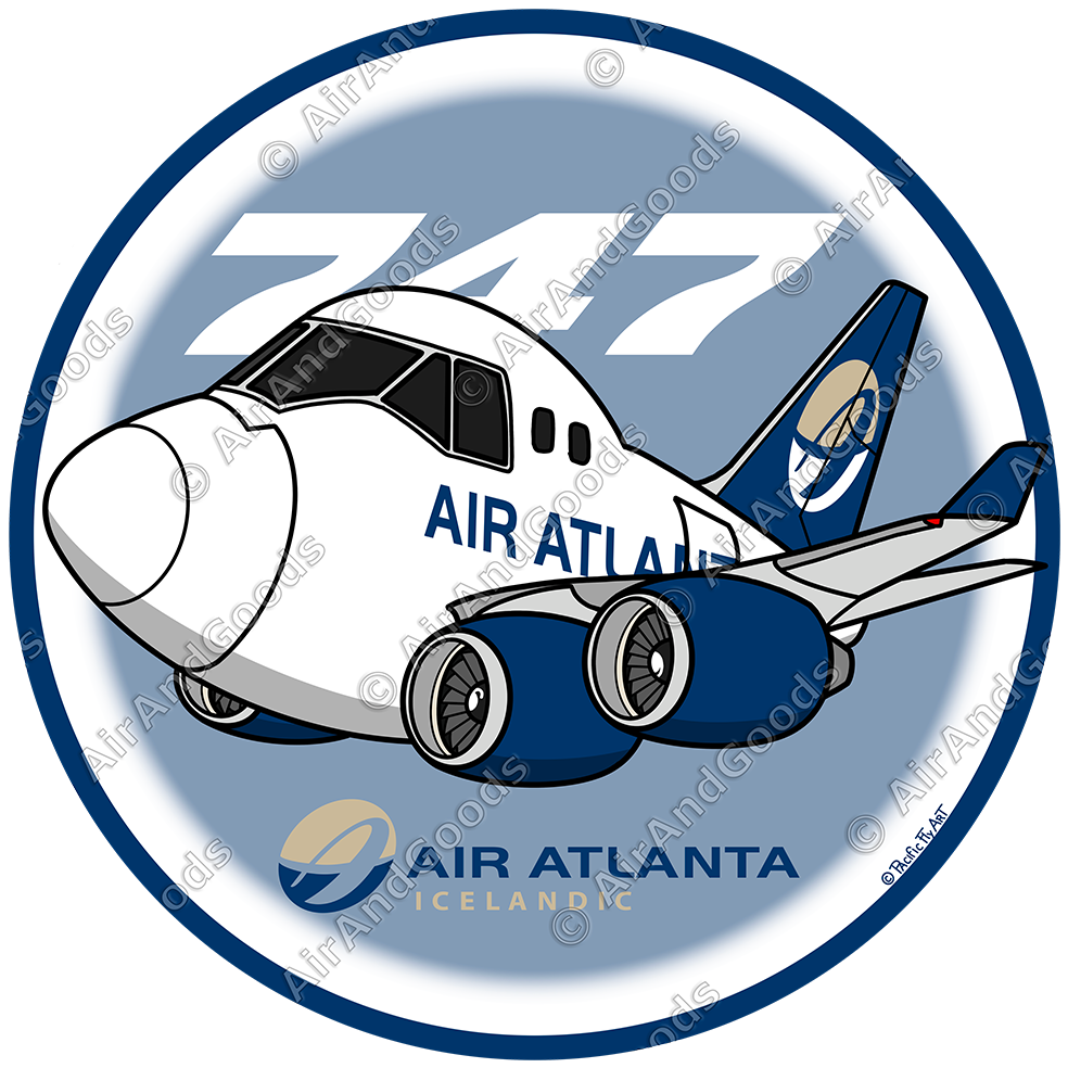 Sticker Rond 75mm - Boeing 747-400F - Air Atlanta