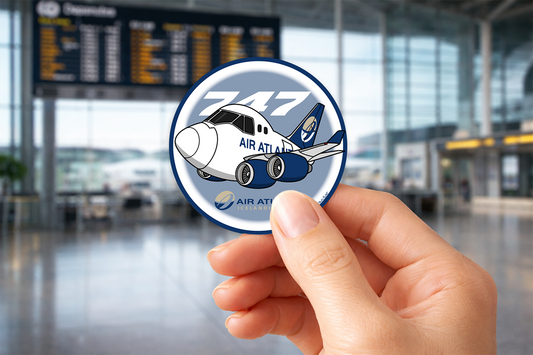 Sticker Rond 75mm - Boeing 747-400F - Air Atlanta