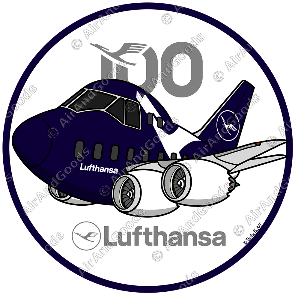 Round Sticker 75mm - Boeing 747-800 - Lufthansa 100 Years